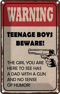 Blechschild 18x12 cm warning teenage boys beware Deko Geschenk Metall Schild