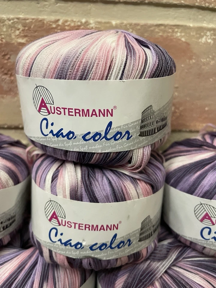 Vintage Austermann CIAO Ribbon Yarn  Cotton Blend 8 Cakes Pink Purple - Image 2 of 4