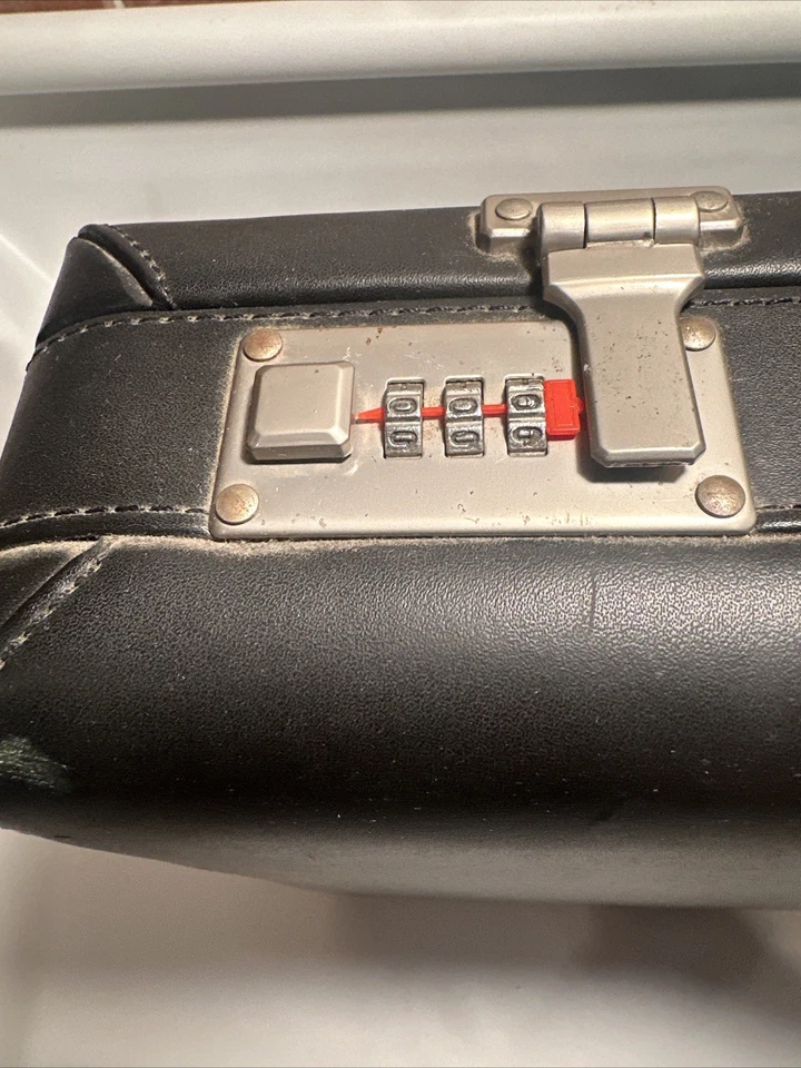 "Maletín rígido vintage Heritage de cuero expandible negro LEER 17""x 12,5""" Foto 2 de 4