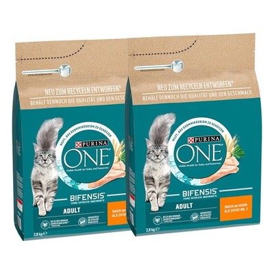 PURINA ONE ADULT Trockenfutter Katze mit Huhn 2er Pack (2 x 2,8kg)