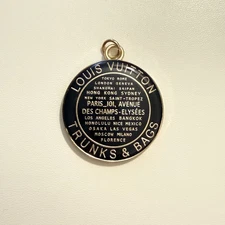 LV Zipper Pull Upcycled Charm Pendant Repurposed Gold Tone & Black