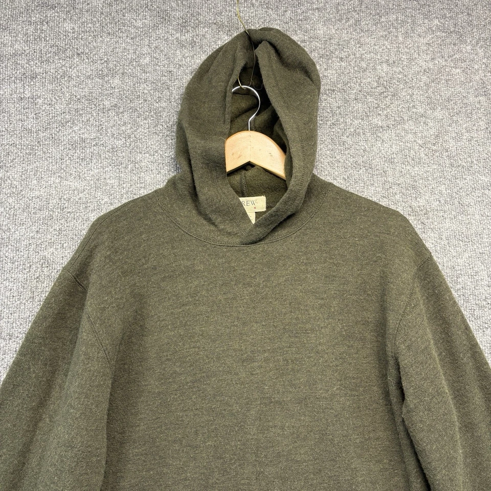 J. Sudadera con Capucha Crew Hombres Mediana Mezcla de Lana Tejido Verde Pullover Bolsillo Canguro Foto 2 de 4