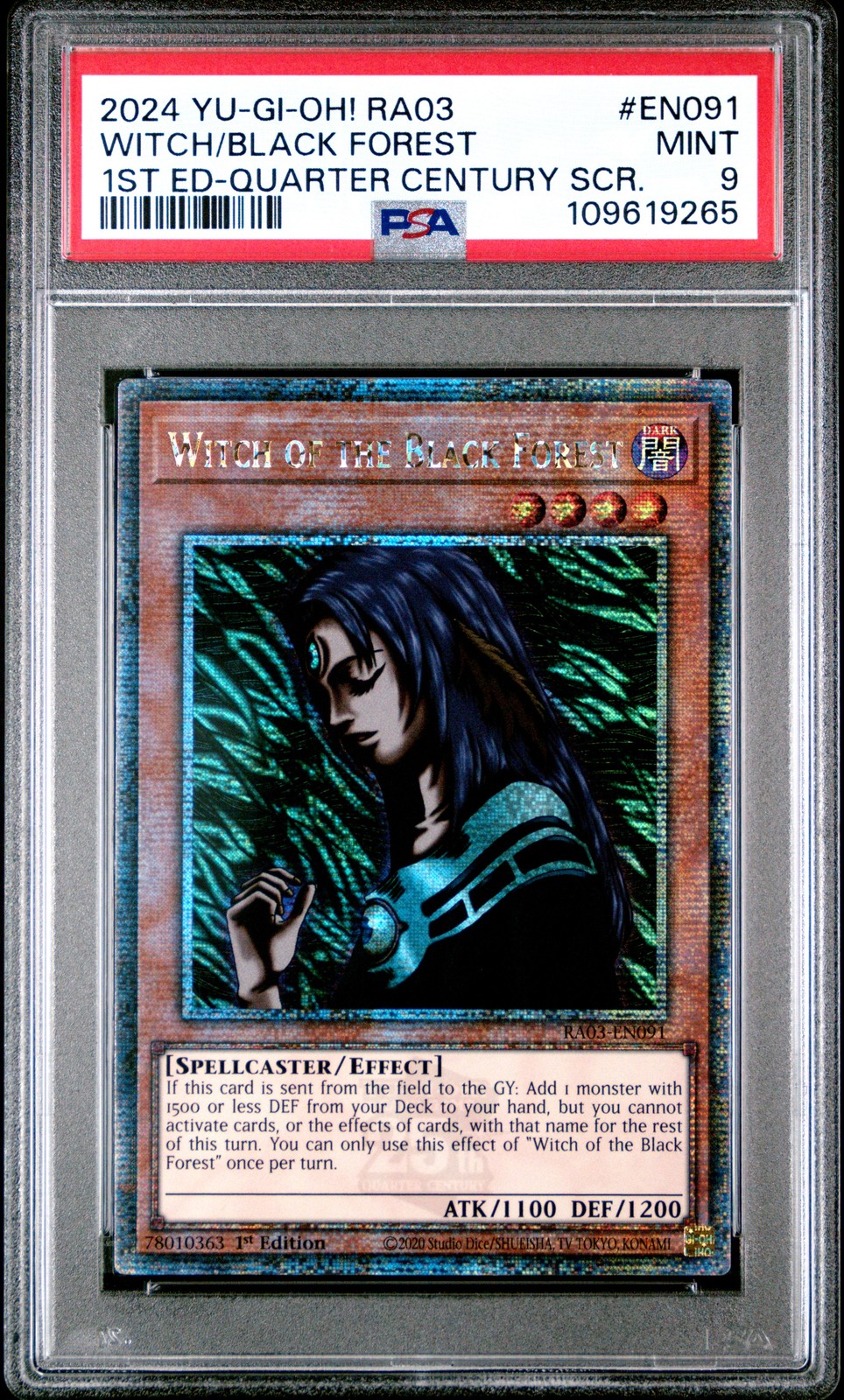2024 YU-GI-OH! RA03-QUARTER CENTURY BONANZA WITCH OF THE BLACK FOREST PSA 9