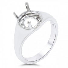 Oval Shape 11x9mm Men's Ring Semi Mount In 14k White Gold, Men Jewelry 52110