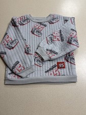 Disney Pixar Cars Lightning McQueen Boys Gray Long Sleeve Shirt Size 5 Patch