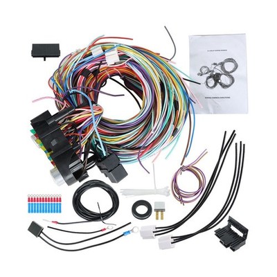 Universal 21 Circuit Wiring Harness X-long wires Copper For Chevy Ford Hotrods