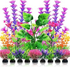 Fish Tank Plants, QUOZUO 20pcs Aquarium Decor Green Plants Artificial Aquarium