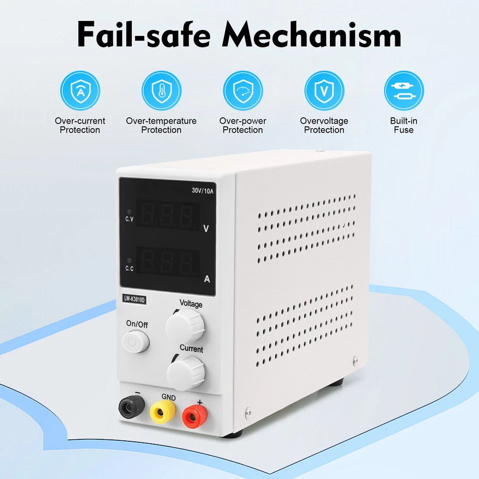 MARKENLOS Hochpräzise Regelbares DC Labornetzgerät 0-30V 0-10A Labornetzteil Netzteil 220V