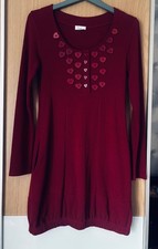 LATTE HEART BUTTONS size M 10 12 burgundy red jersey dress made in Italy quirky