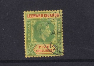 LEEWARD IS. 1951 GVI BRIGHT GREEN & RED/YELLOW SG112c FINE USED CAT £120