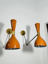 1950's Mid Century Handmade Brass Italian Diabolo Wall Sconce Light Fixture