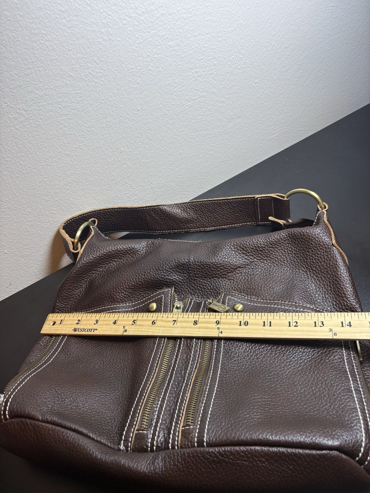 Ameri Leather Brown Shoulder Bag Genuine Leather … - image 8