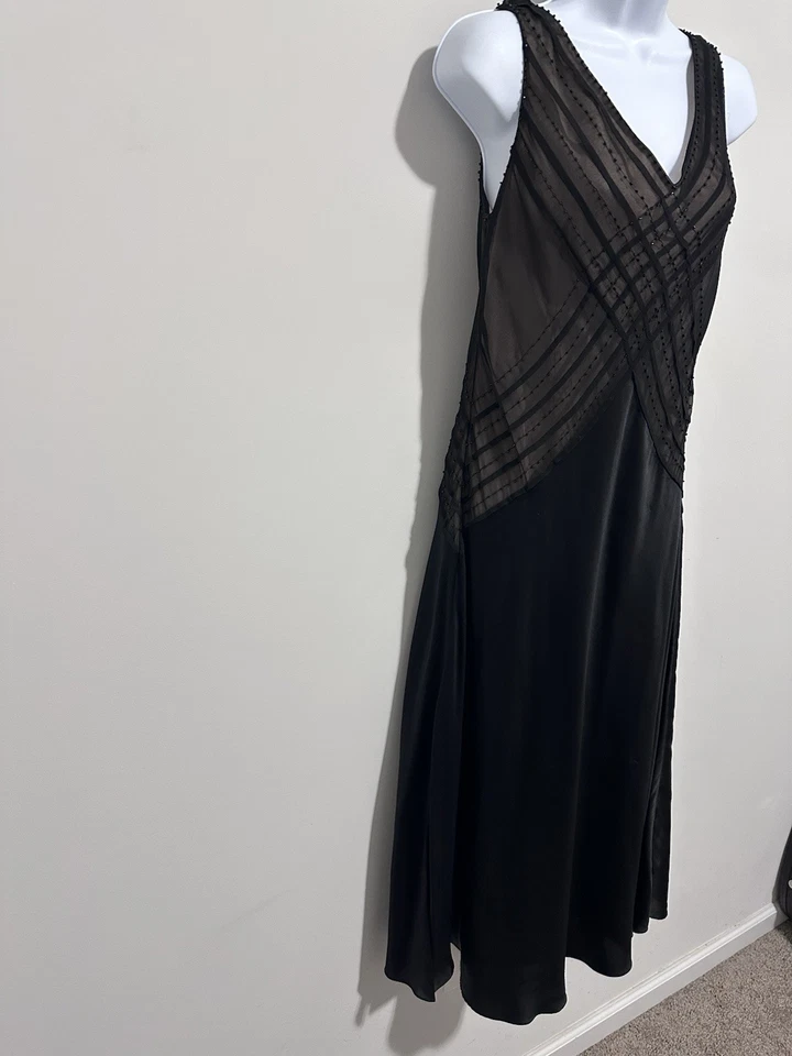 Adrianna Papell silk Beaded Dress Size 12 Black - Image 4 of 4