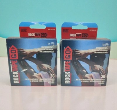 2 RockTape Go 20 Pre-Cut 10 Inch Strips Kinesiology Blue Gentle Adhesive 