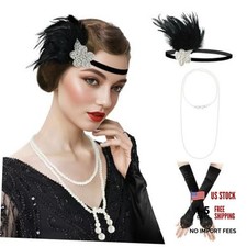 1920s Accessories For Women Gatsby Costume Roaring 20s Flapper Blackset