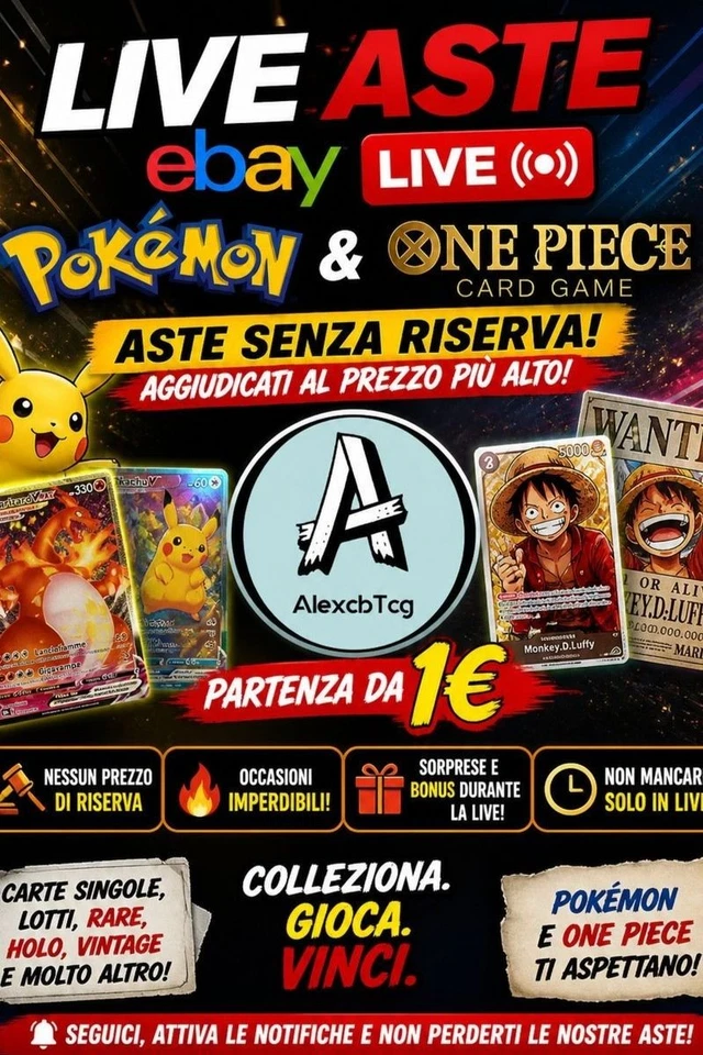 25/05 🔥 LIVE ASTE POKÉMON & ONE PIECE 🔥 Carte JAP ENG ITA