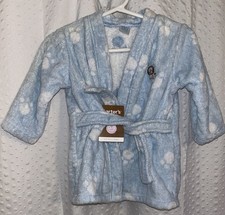 Vintage Carter's Blue/White Terry Polka Dot Lion Embroidered Tie Bathrobe 0-9M