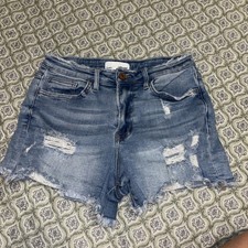 Vervet Brand light-wash denim jean shorts distressed detailing Frayed raw hem M