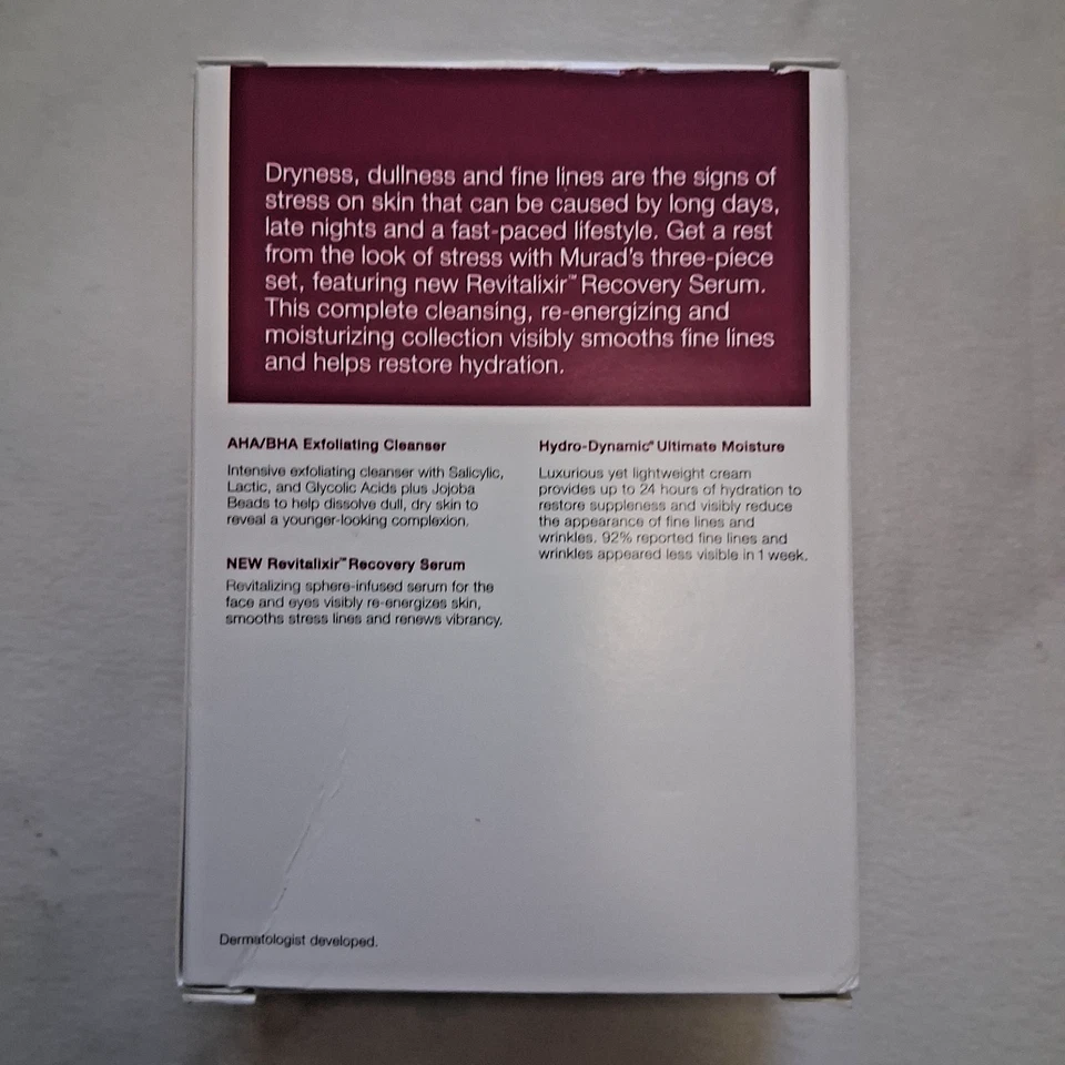 Novo na caixa Murad Stress Less Glow More 3 peças. conjunto limpador, soro de recuperação, hidratante  - Imagem 3 de 4