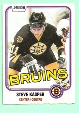 (1) STEVE KASPER 1981-82 O-PEE-CHEE # 4 BRUINS ROOKIE VG CARD (M5105). rookie card picture