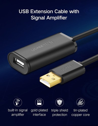 Rallonge USB 10m Noir US121 UGREEN/10321 - Photo 2/3
