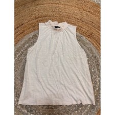 Banana Republic Cream Ruffled Mock Neck Tank Top