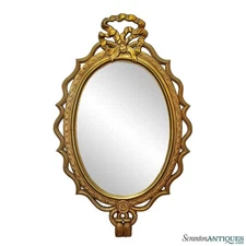 Vintage Rococo Baroque Gold Gilded Oval Wall Mirror