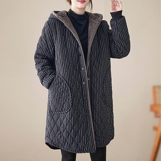 Women Winter Size Long Sleeve Hooded Thick Warm Couple Streetwear Coat