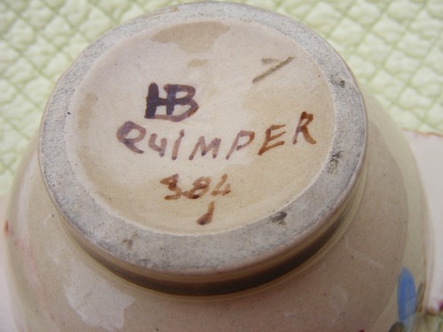 French Faience HB Quimper Porringer with Underplate Geometric - Picture 5 of 6