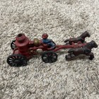 Vintage Cast Iron Fireman Horse Drawn Fire Engine Pump Wagon 2 Piece, Great Cond — photo 1