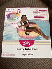 Justice Pink Palms Party Tube Inflatable Pool Float Bluetoot Music LED Lightshow