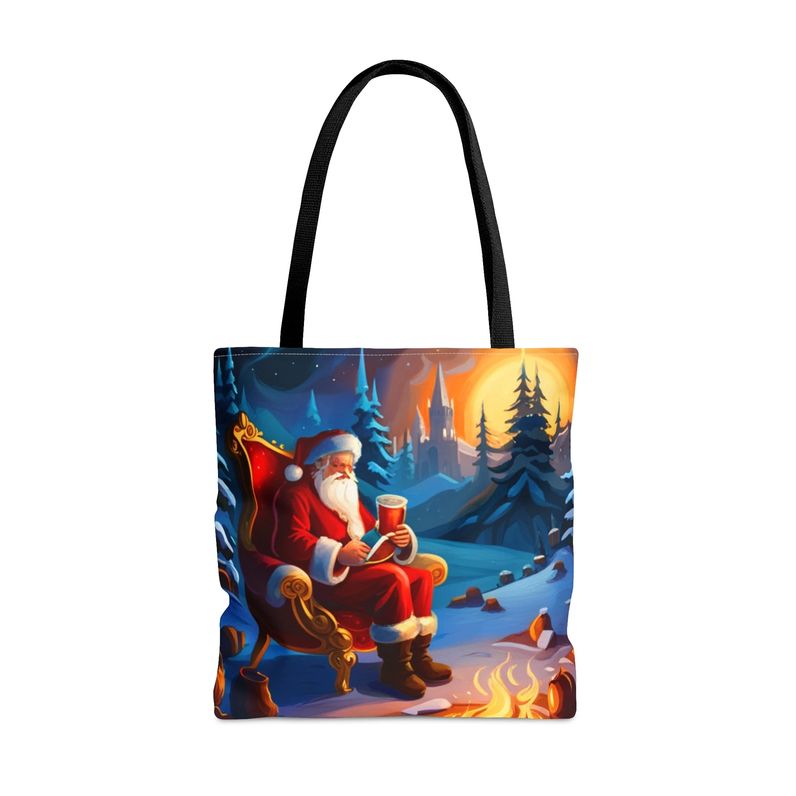 Christmas Santa by the Fire Tote Bag
