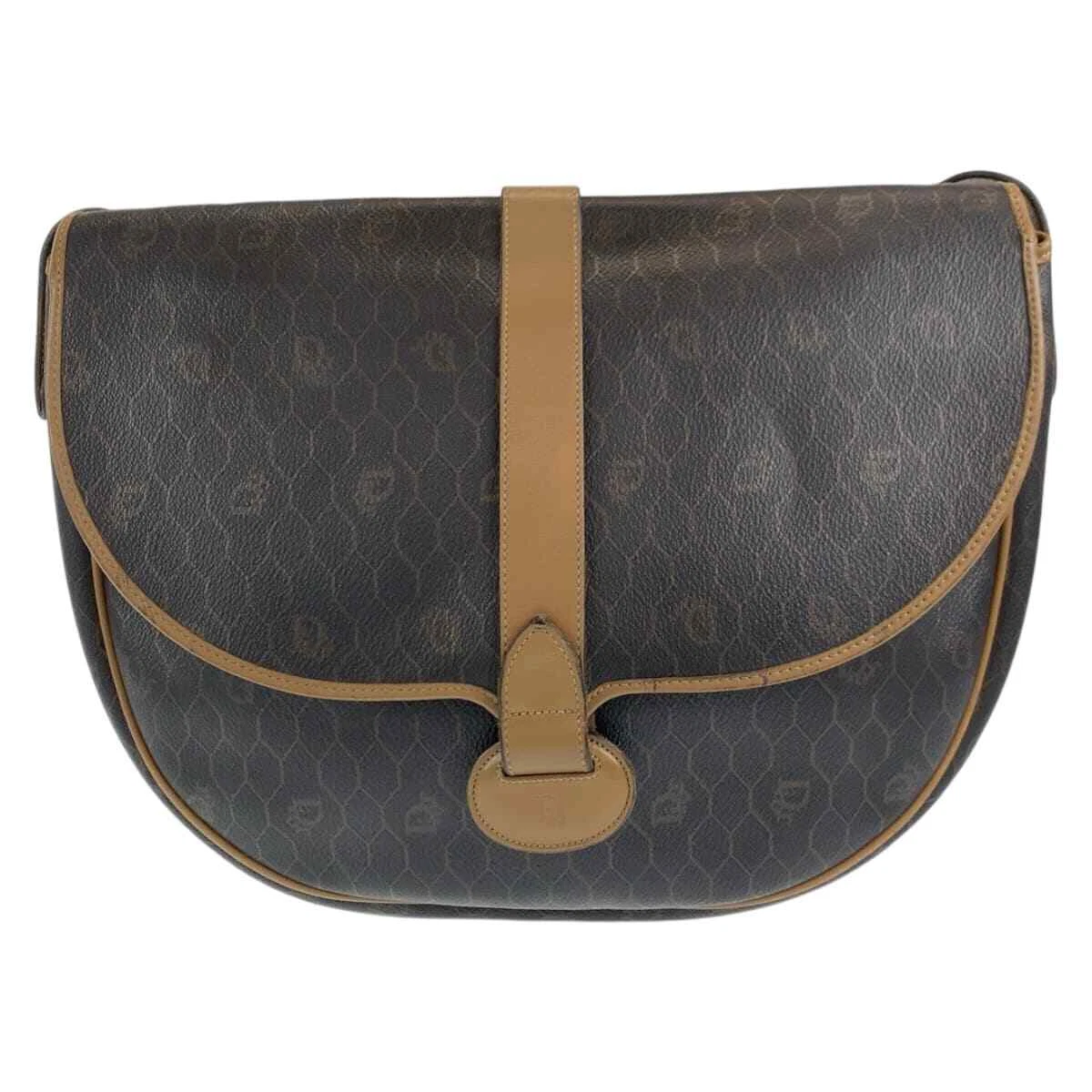 Sac bandoulière Dior vintage motif nid d'abeille pochette marron or quincaillerie cuir