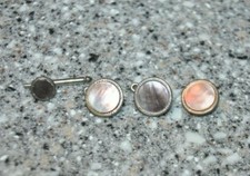 Vintage Swank Men's Silver Tone  Gray Mother Of Pearl Tuxedo Stud, Buttons