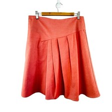 Axel Mano Size L 14 Orange A Line Pleat Detail Skirt Australian Designer
