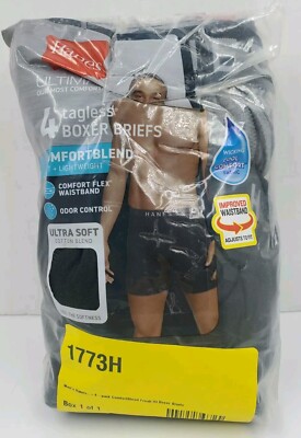 Hanes Boxer Briefs Men's Size XL 4 Pack Black Gray