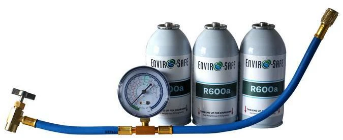 R600a, R-600a хладагент, 3 банки и датчик набор Enviro-Safe #8056 - Изображение 2 из 3