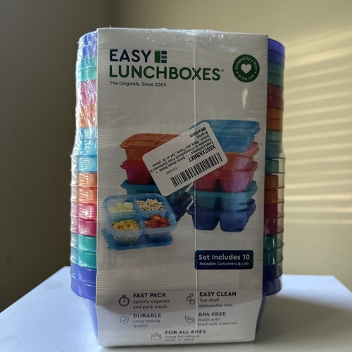 Bento Snack Boxes Reusable 4 Compartment Food Containers School Work Travel X10 - Picture 8 of 10
