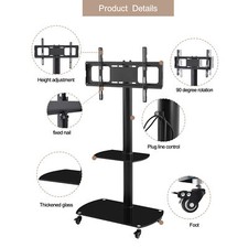 Mobile TV Cart TV Stand with Wheels Swivel Mount Portable for 32-65 Inch TV
