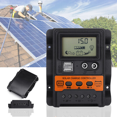 12/24V 30A PWM Solar Charge Controller Panel Battery Regulator Dual USB mit LCD