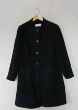  Qvc  Helene Berman Black Wool Blend Mid Length Coat  Size 10 Bnwt 