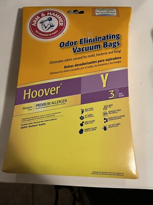 Hoover Vacuum Cleaner Bags pack of 3 Arm & Hammer Y Premium Allergen 62610c
