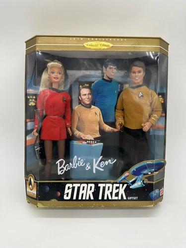 VTG Barbie And Ken Star Trek Giftset 1996 AS IS damage box Captain James T. Kirk