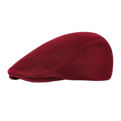 Men Mesh Golf Driving Summer Sun Flat Hat Breathable Cabbie Newsboy Beret Cap