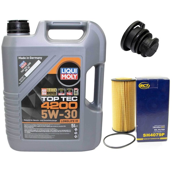 MotoröL Set 5W-30 5 Liter + ÖLfilter + ÖLablassschraube FüR Audi A5 A6 A7 Q5 2.0-image
