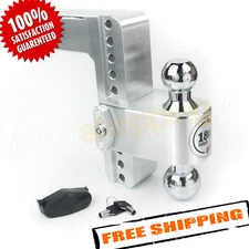 Weigh Safe CTB8-2.5 Adjustable 8" Drop 180 Hitch Dual Ball Mount with 2.5" Shaft