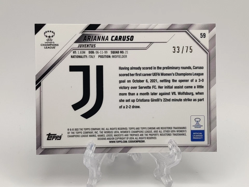 2021-22 Topps Chrome Women’s UEFA Arianna Caruso #59 Inferno /75 Rookie Card - Image 2 of 2