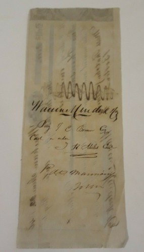 Antique 1846 Bank Check Receipt Boston Parchment Graphic Ships Horn of Plenty - Picture 5 of 6