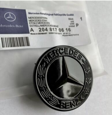 SPORT GLOSS BLACK BONNET BADGE - 57MM NEW - C E S CLK AMG CLASS Uk