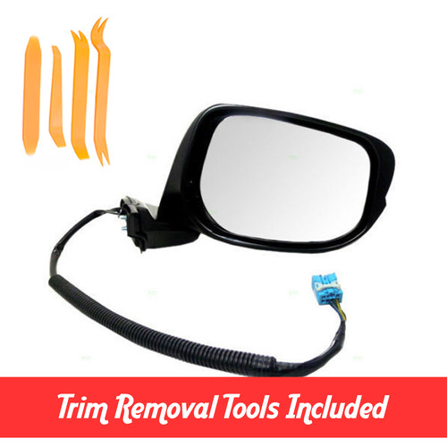 Driver Left Side Door Mirror Glass – For 2009-2014 Honda Fit – Chrome ABS Cover – 76203-TK6-305